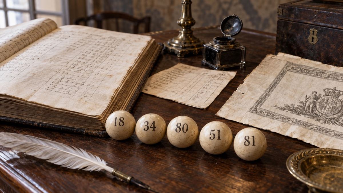Los n&uacute;meros 18, 34, 80, 51 y 81, premiados en el primer sorteo de loter&iacute;a de 1763